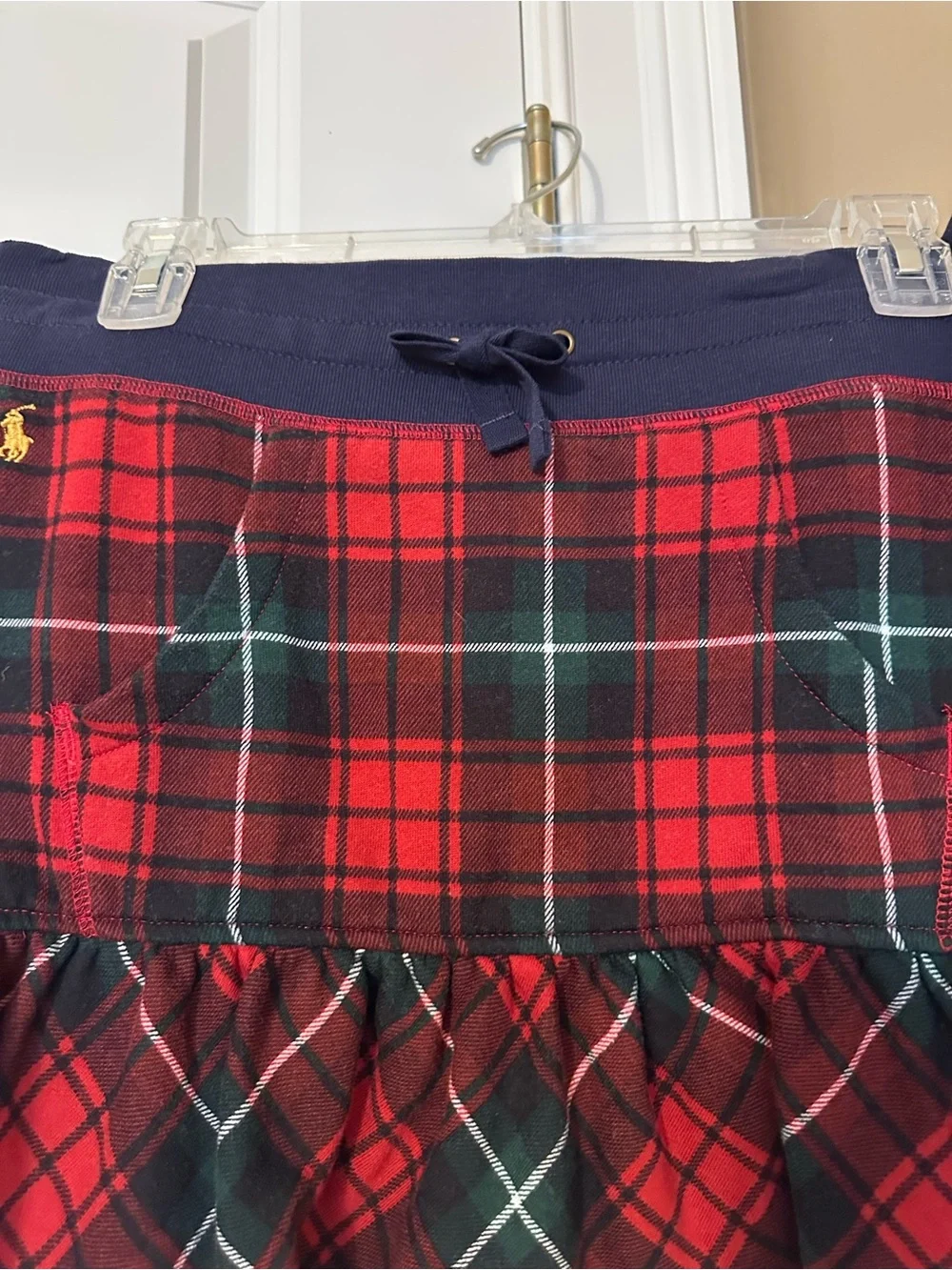 Ralph Lauren Navy Waist Red Green Plaid Ruffle Mini Skirt